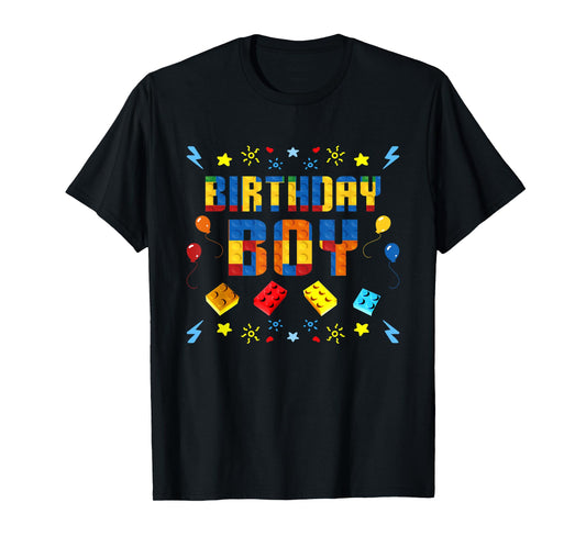 Birthday Boy Master Builder Building Blocks Matching Kids T-Shirt