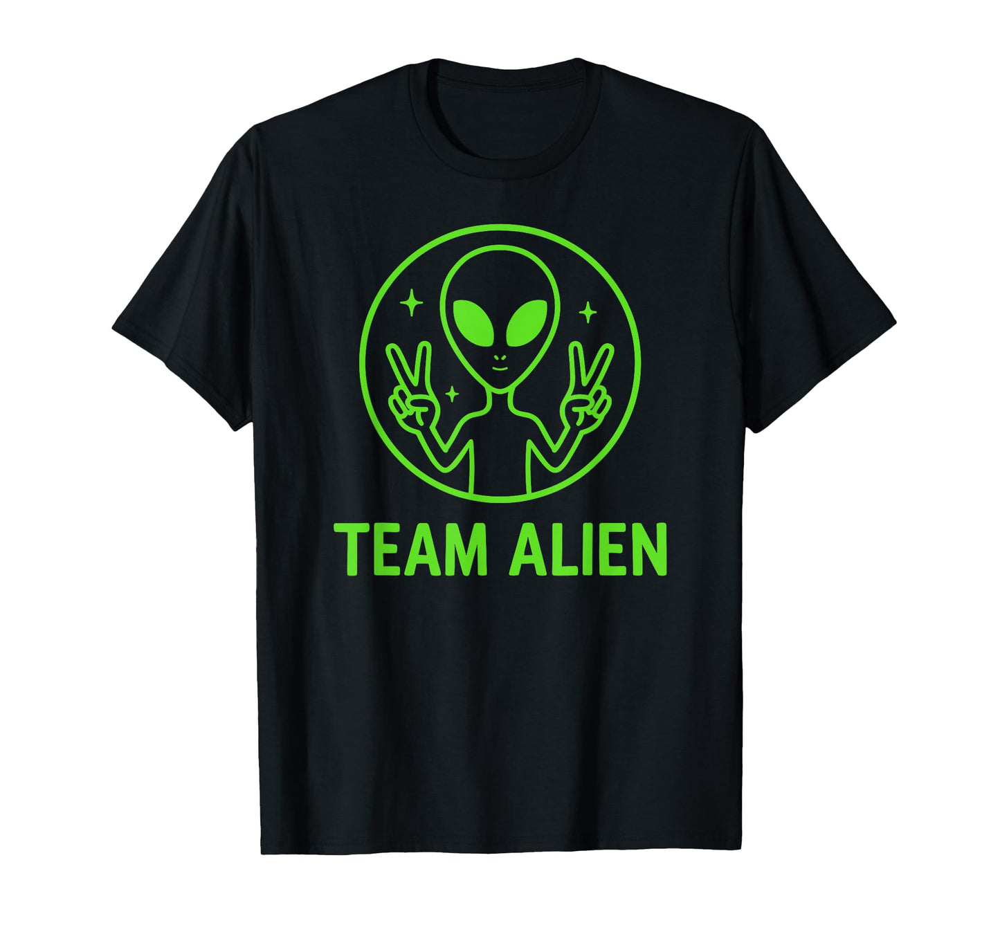 Team Alien – Funny Green Extraterrestrial Peace Sign Cartoon T-Shirt