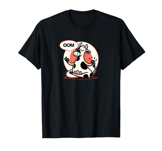 Funny Cow Namaste Yoga Lotus Position Yoga Cow T-Shirt