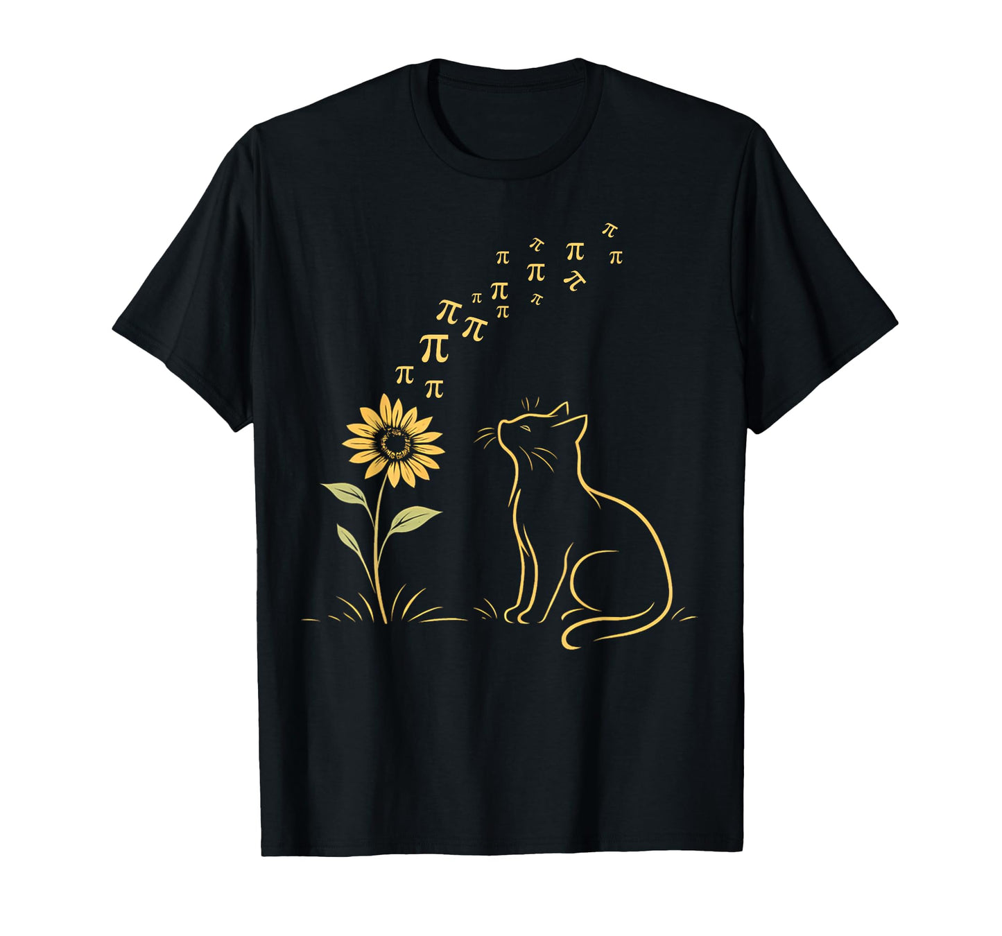 Cat Sunflower Pi Day Math Teacher Sunshine Kitty Pi Symbols T-Shirt