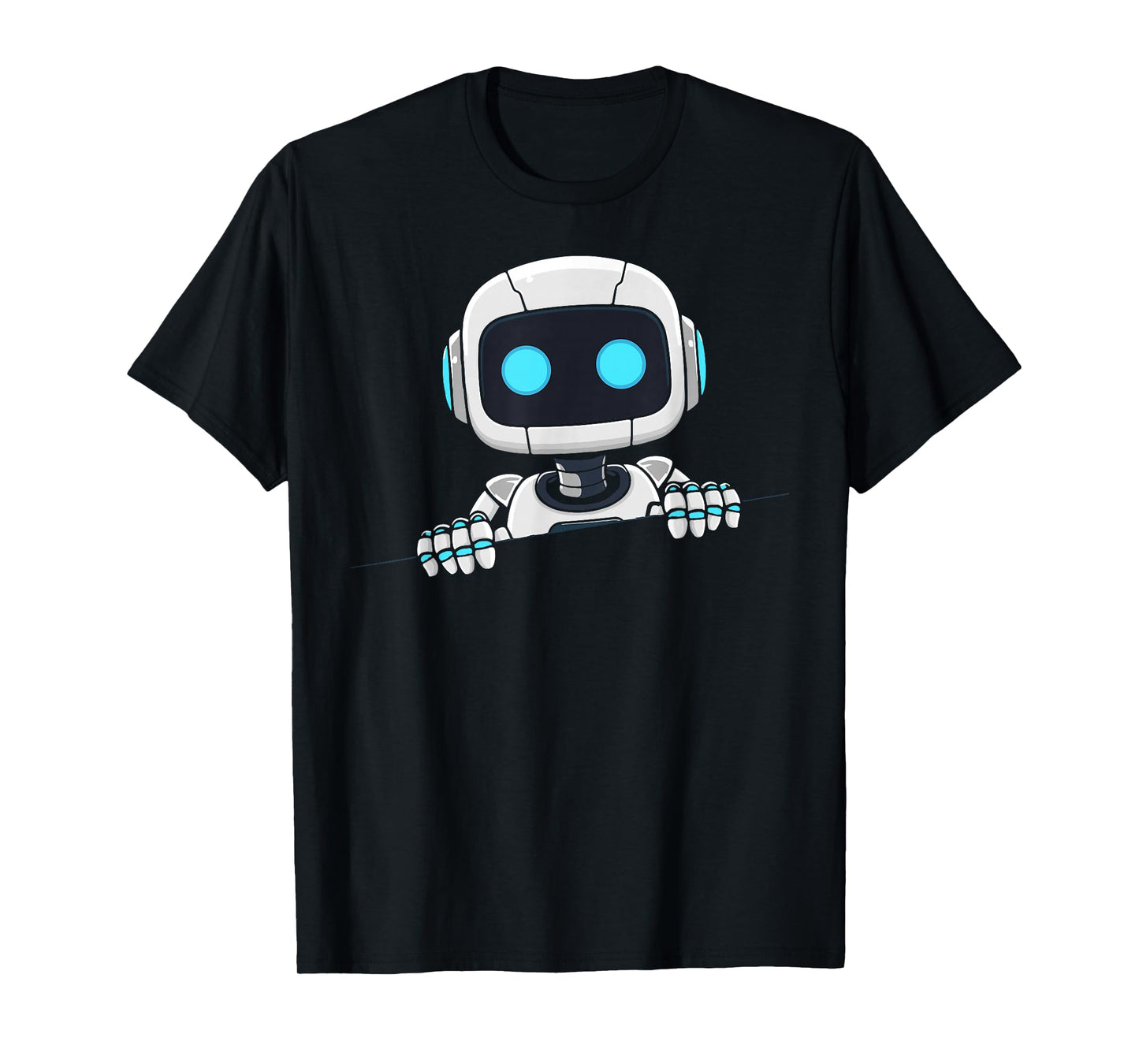 Cute robot face looks from torn fabric AI robot kids T-Shirt