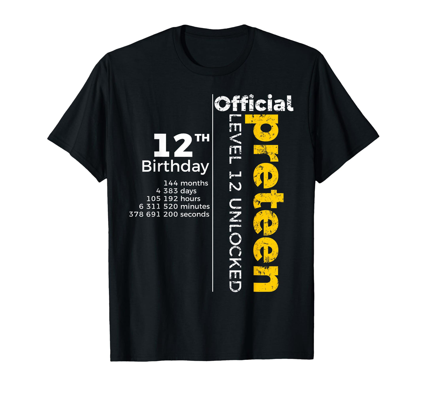 12th Birthday - Official Preteen Level 12 Unlocked Funny T-Shirt