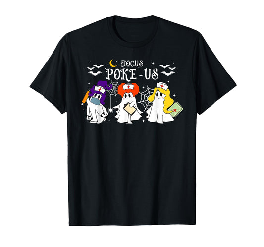 Hocus Poke-us Witch Nurse Halloween Medical Lab Tech Spooky T-Shirt