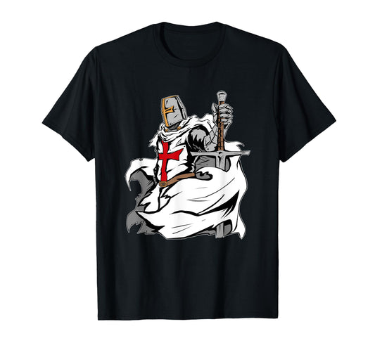 Christian Templar Knights Costume, Rosary Crusader Warrior T-Shirt