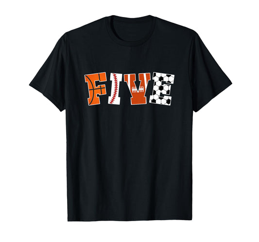 Kids 5th Birthday Sports Birthday Party 5 Year Old Boy T-Shirt
