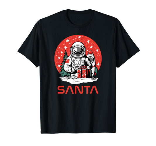 Space Santa Claus Astronaut Cosmos Presents Cool Christmas T-Shirt