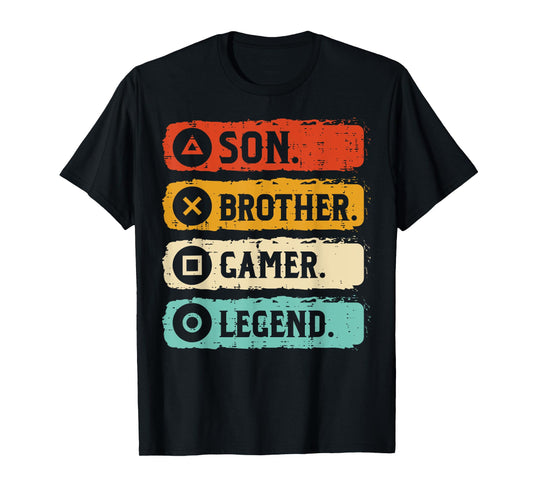 Son Brother Gamer Legend Retro Gaming Boys Kids Men Teen T-Shirt