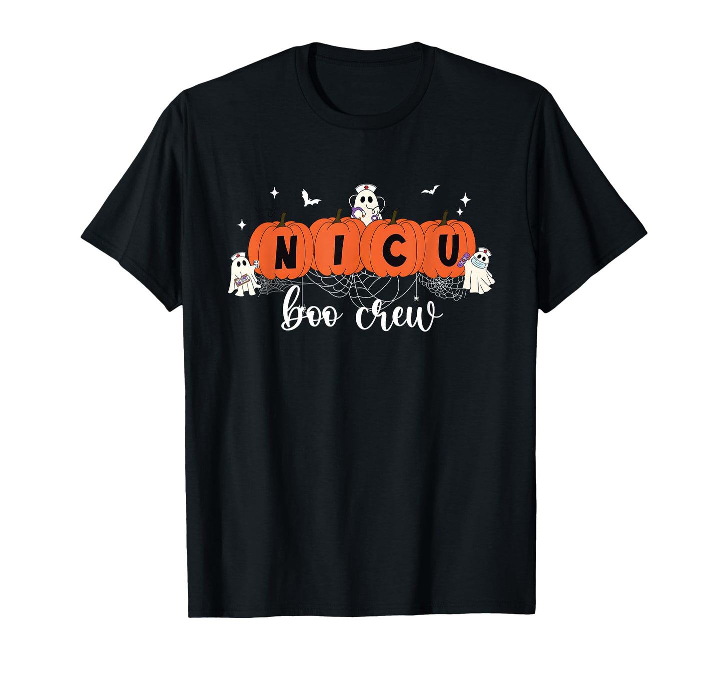 Cute NICU Boo Crew Spooky Nurse Halloween Cute Ghost Pumpkin T-Shirt