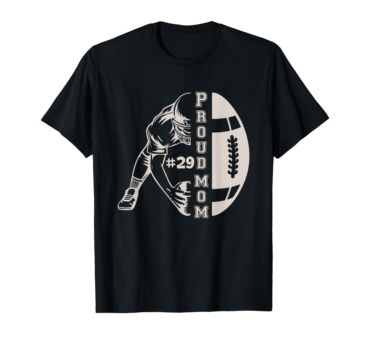 Customized Proud Football Mom Number 29 Player Game Day T-Shirt