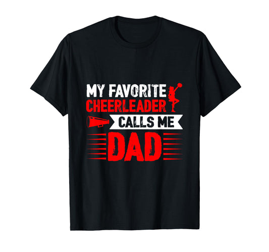 Red Cheer Dad Family Father Cheerleader Squad T-Shirt