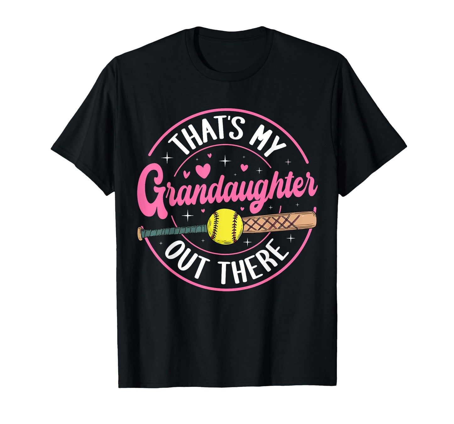 Proud Softball Grandma Cute Granddaughter Support Design T-Shirt