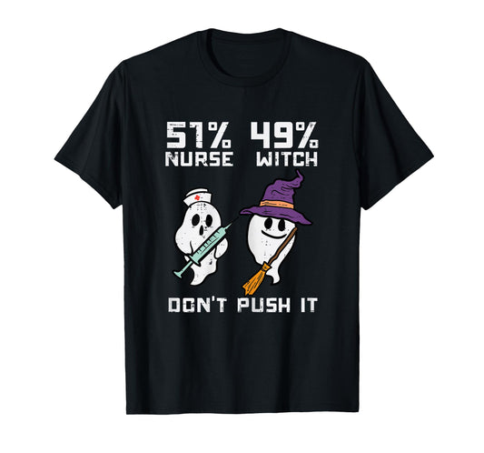 Halloween 51 Percent Nurse Witch Fun Costume Scrub Top Women T-Shirt