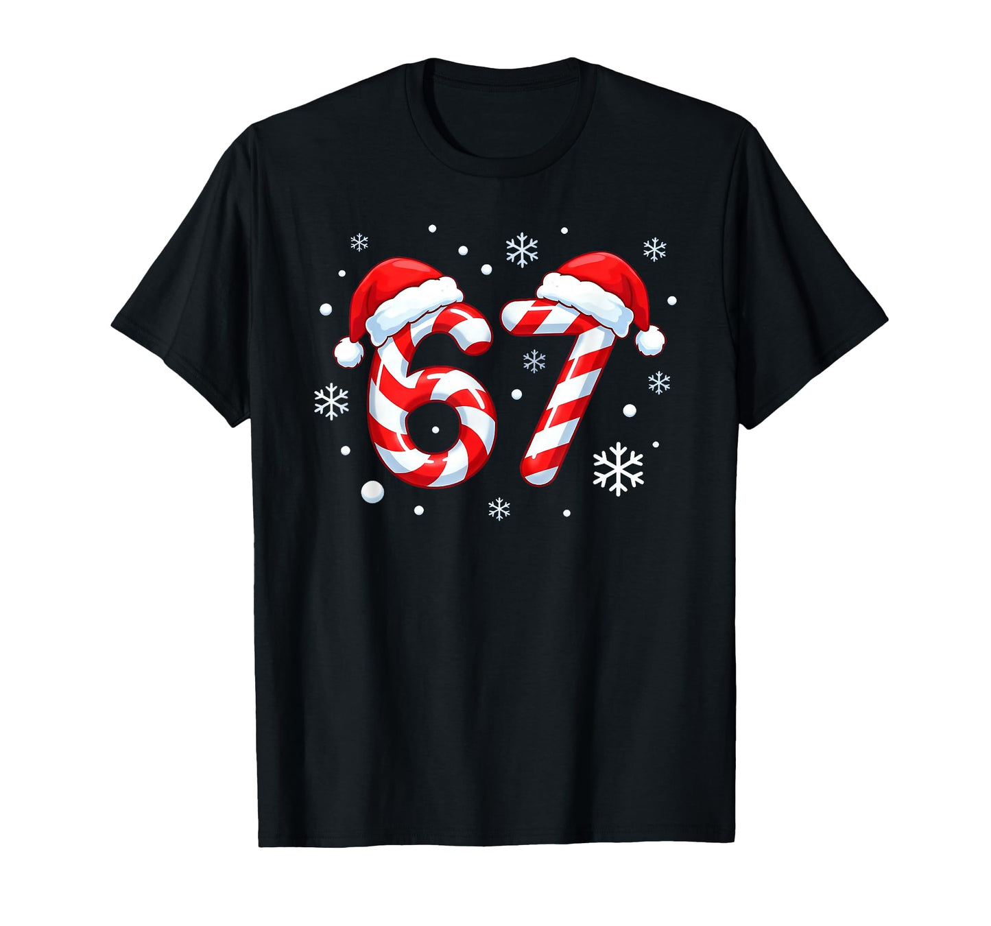 Viral 67 Candy Cane Six Seven Meme Santa Holiday Kids Humor T-Shirt