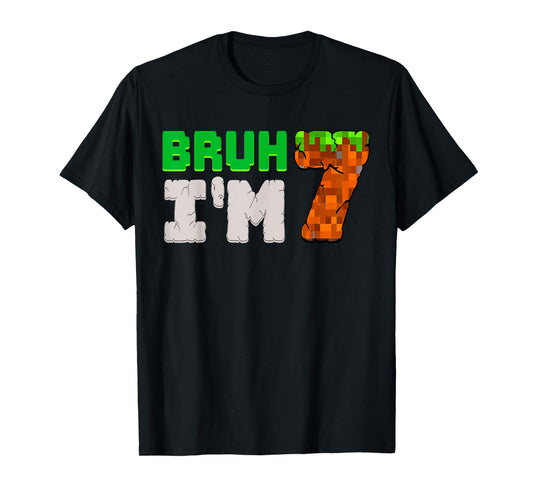 Birthday Boy It's My 7th Birthday I'm 7 Year Old Gamer Pixel T-Shirt