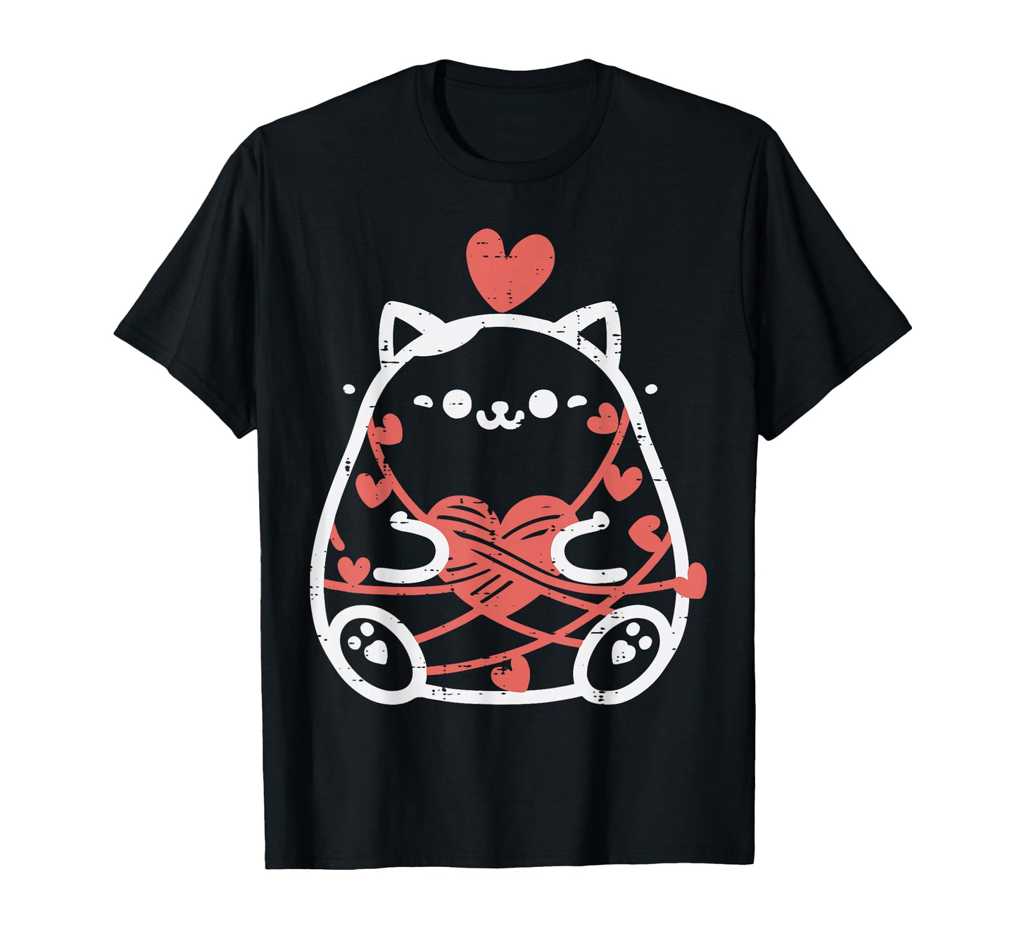 Valentines Day Fat Cat Wrapped String Kitten Women Girl Kids T-Shirt