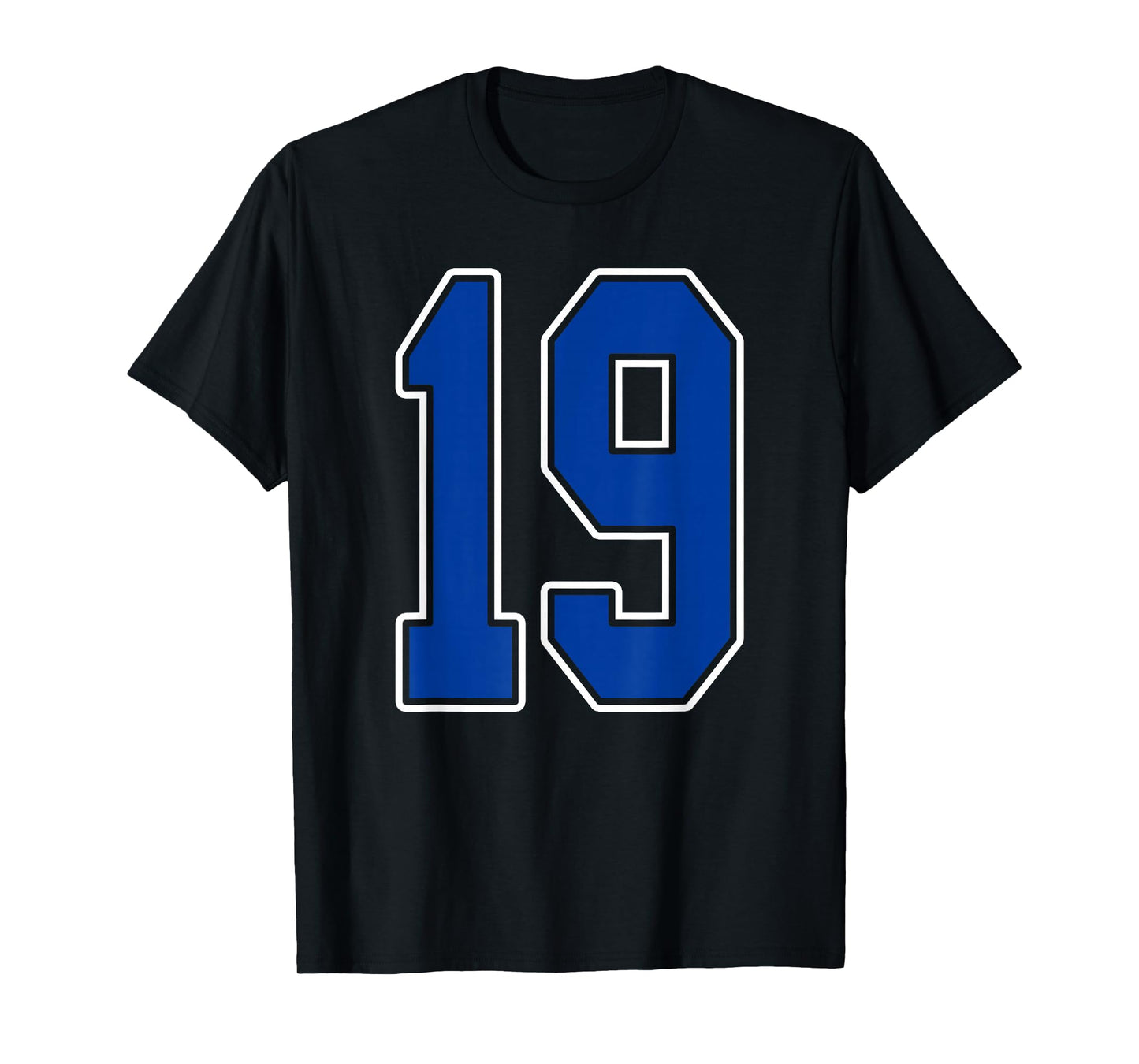 Royal Blue and White Number 19 Jersey Player Uniform #19 Fan T-Shirt