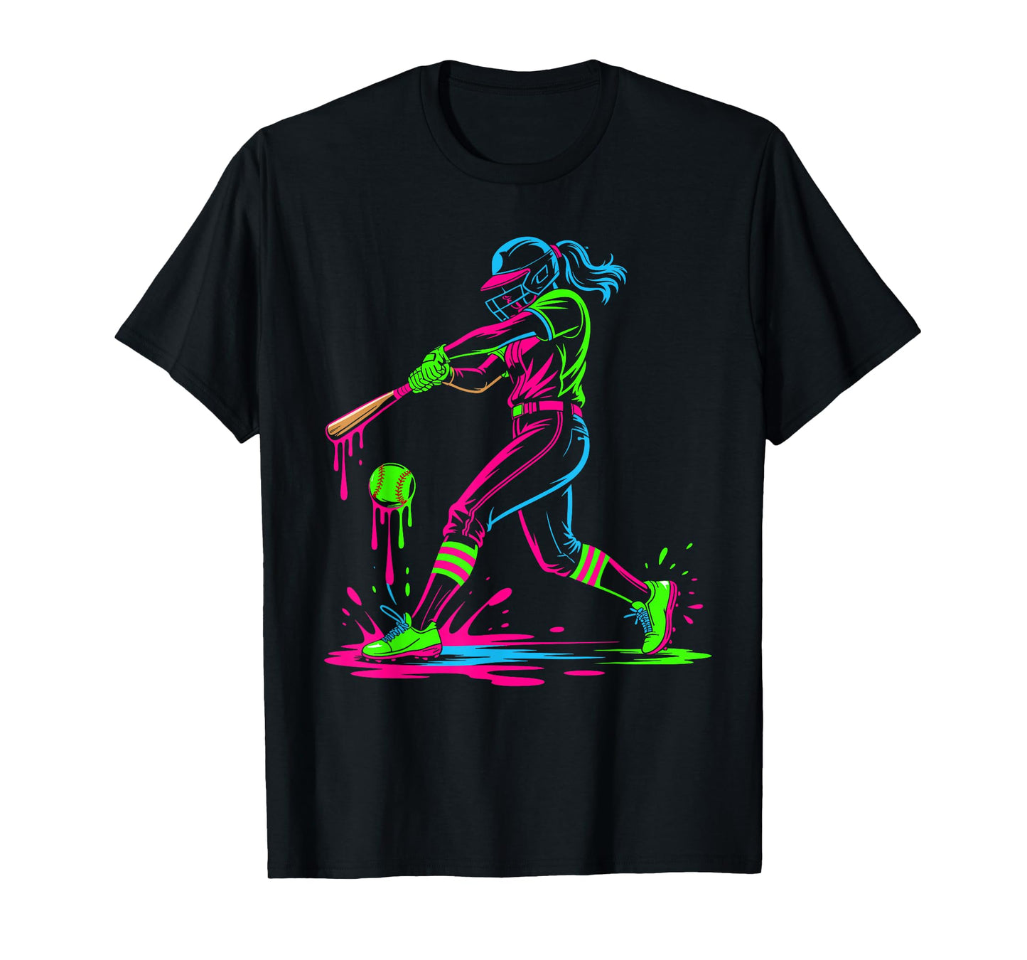 Softball Player Ice Cream Softball Drip T-Shirt