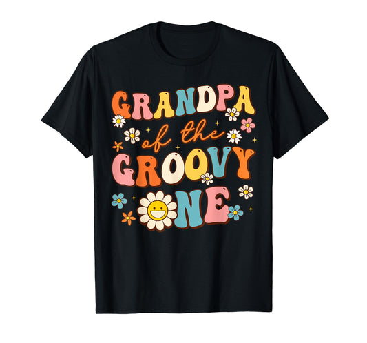 Grandpa Of Groovy One 1st Birthday Pregnancy Announcement T-Shirt
