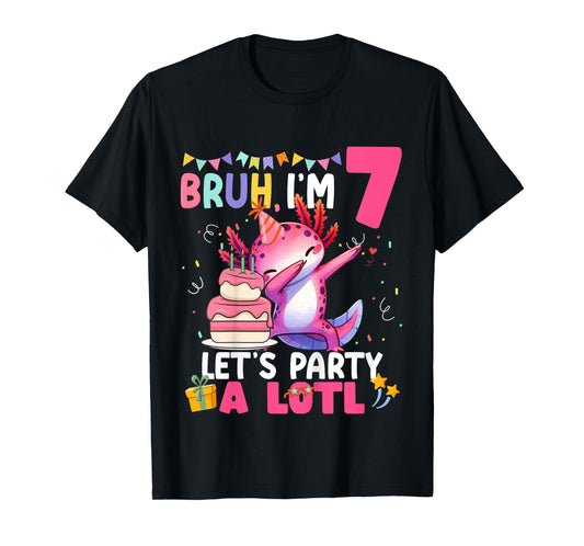 I'm 7 Bday Axolotl Party Cute 7th Birthday Kids Axolotl T-Shirt
