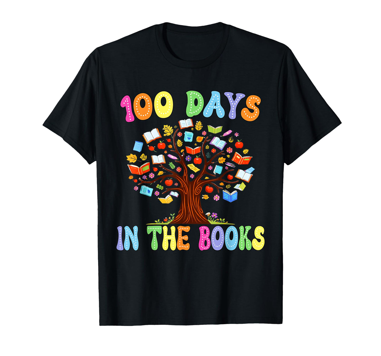 100 Days in The Books Colorful Teacher Tree Design T-Shirt
