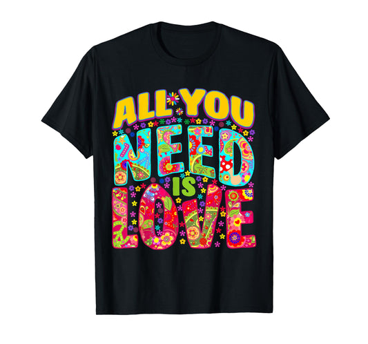 Hippie Flower Power Peace & Love Retro 60s 70s T-Shirt