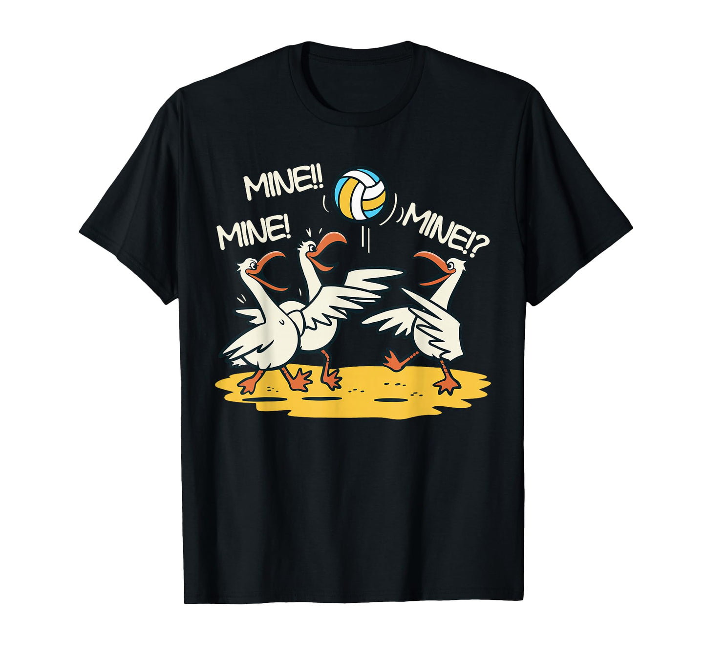 Funny Bird Playing Volleyball Mine Game Day Beach Sports T-Shirt