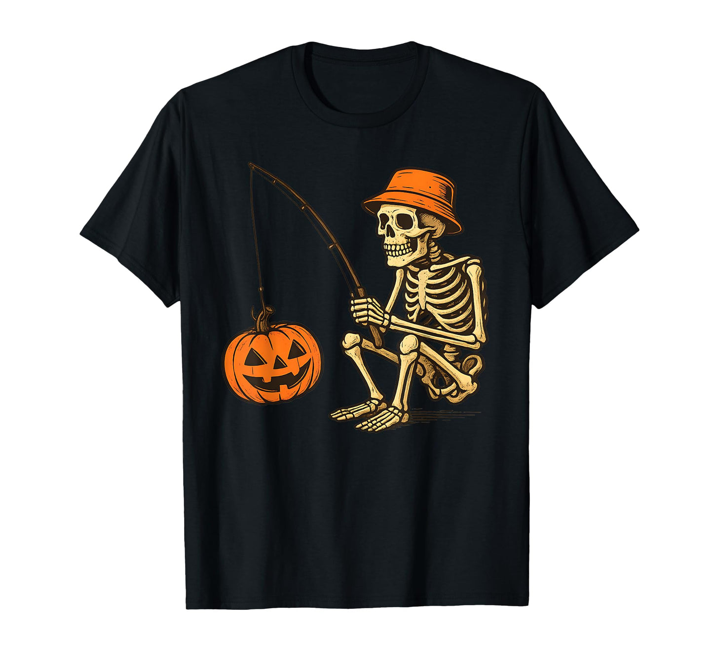 Funny Fishing Halloween Costume Skeleton Men Dad T-Shirt
