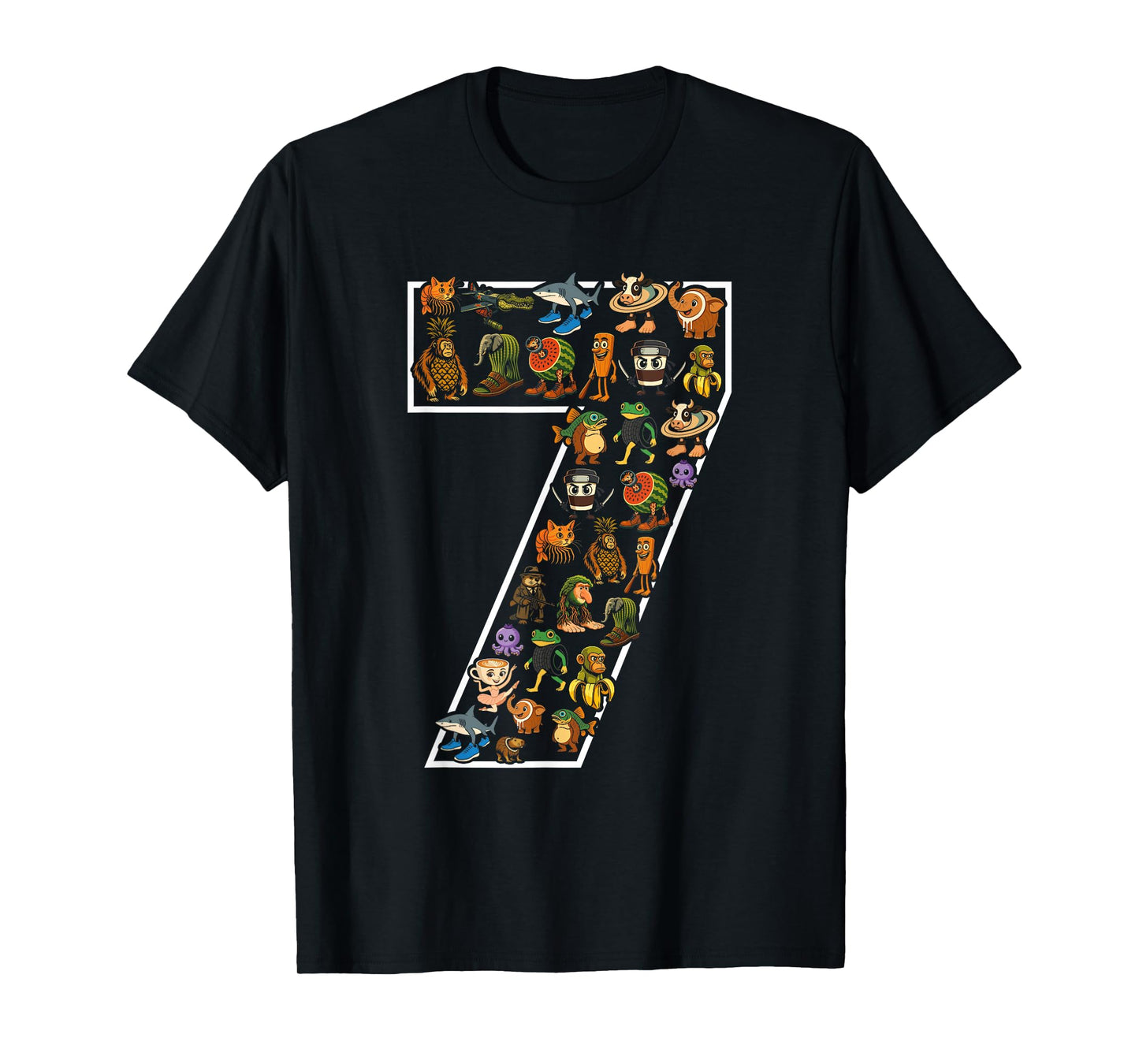 Italian Brainrot Birthday 7 Age Meme 7th Kids Boys Girls T-Shirt