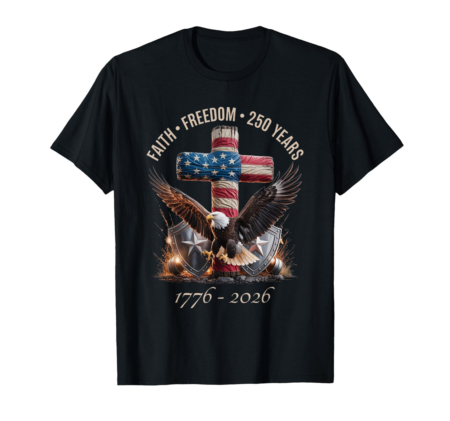 Vintage Faith Freedom 250 Years 1776-2026 Independence USA T-Shirt