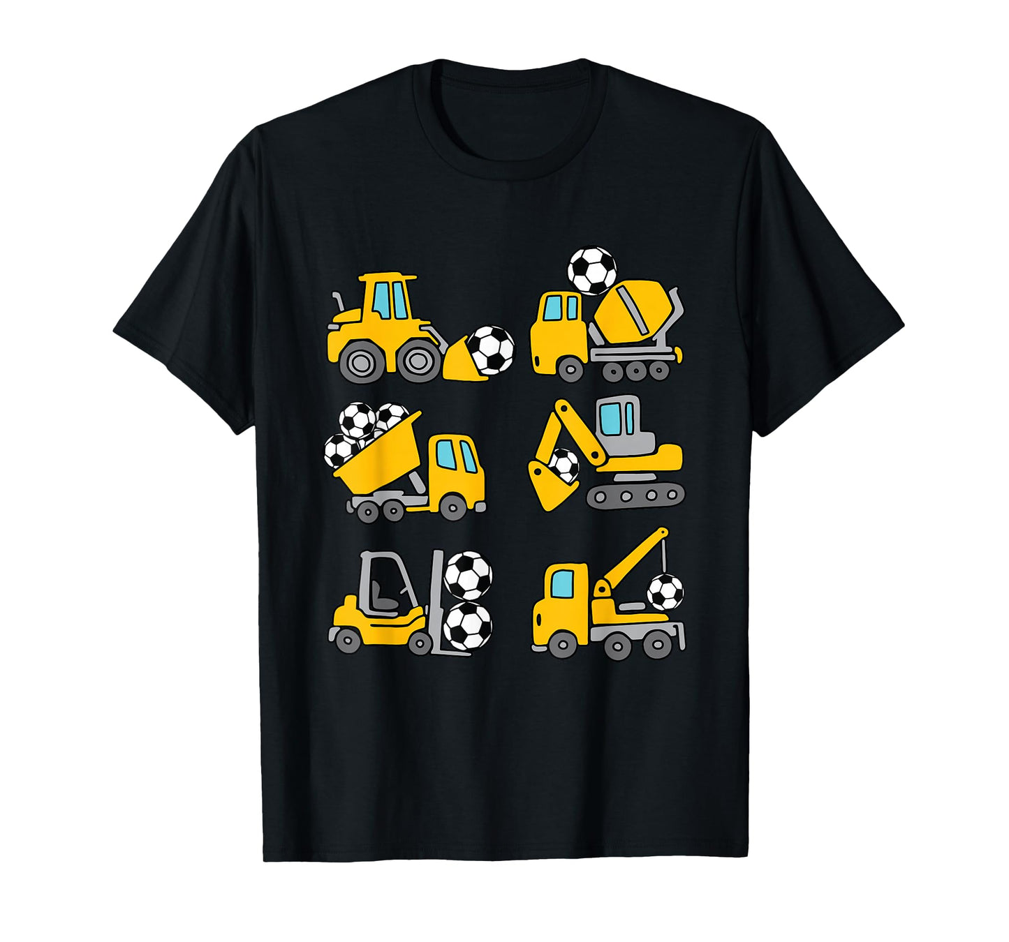 Soccer Ball Kids Football Construction Trucks Toddler Boys T-Shirt