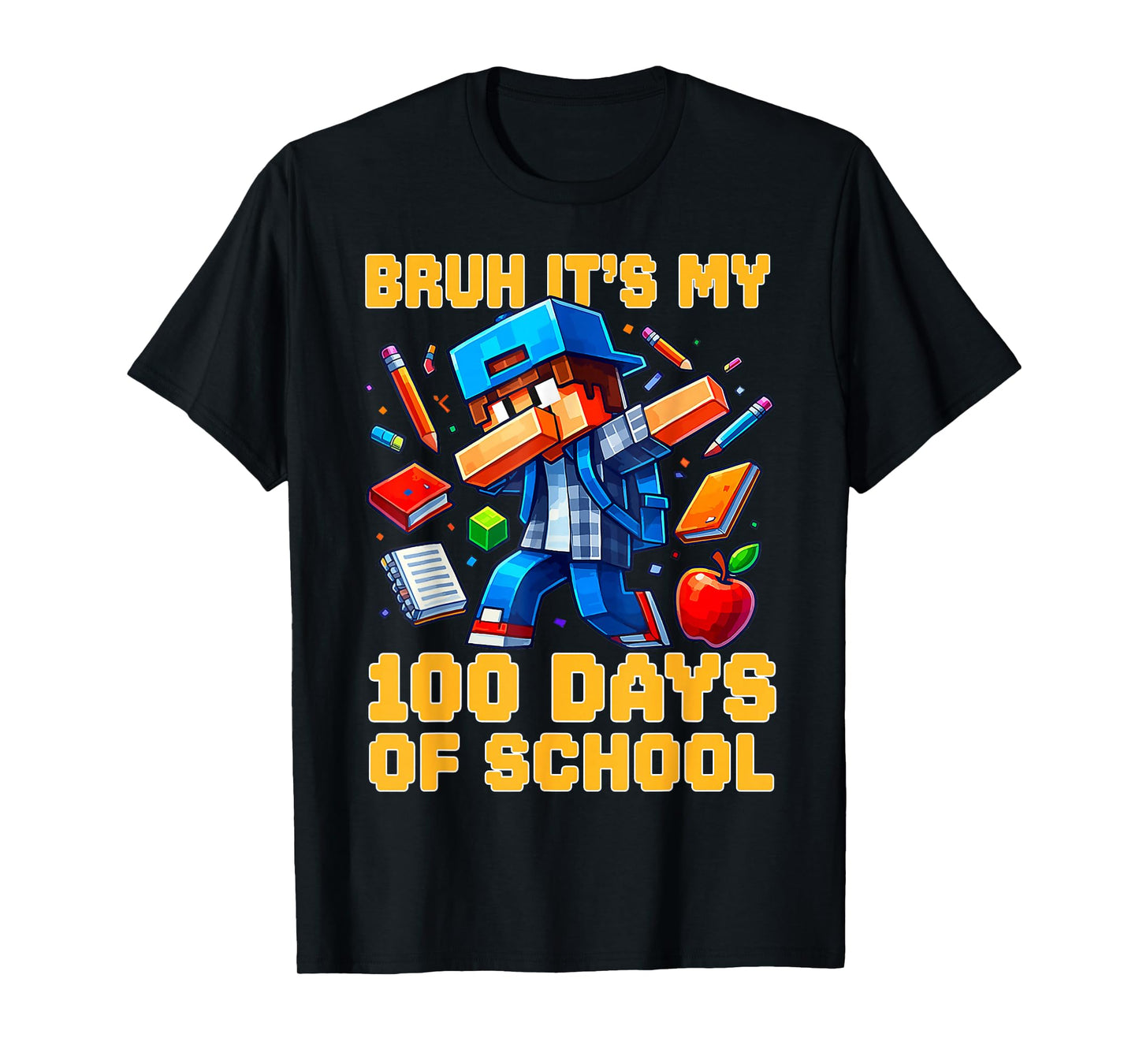Bruh It's My 100th Day of School Boys Kids Gamer 100 Days T-Shirt