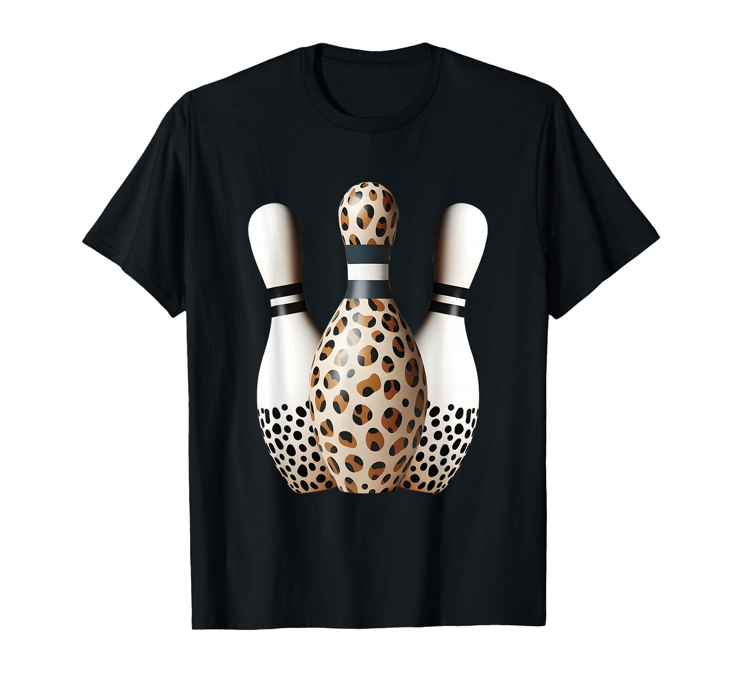 Bowling Pins Leopard Cheetah Print Bowler Sport Graphic T-Shirt
