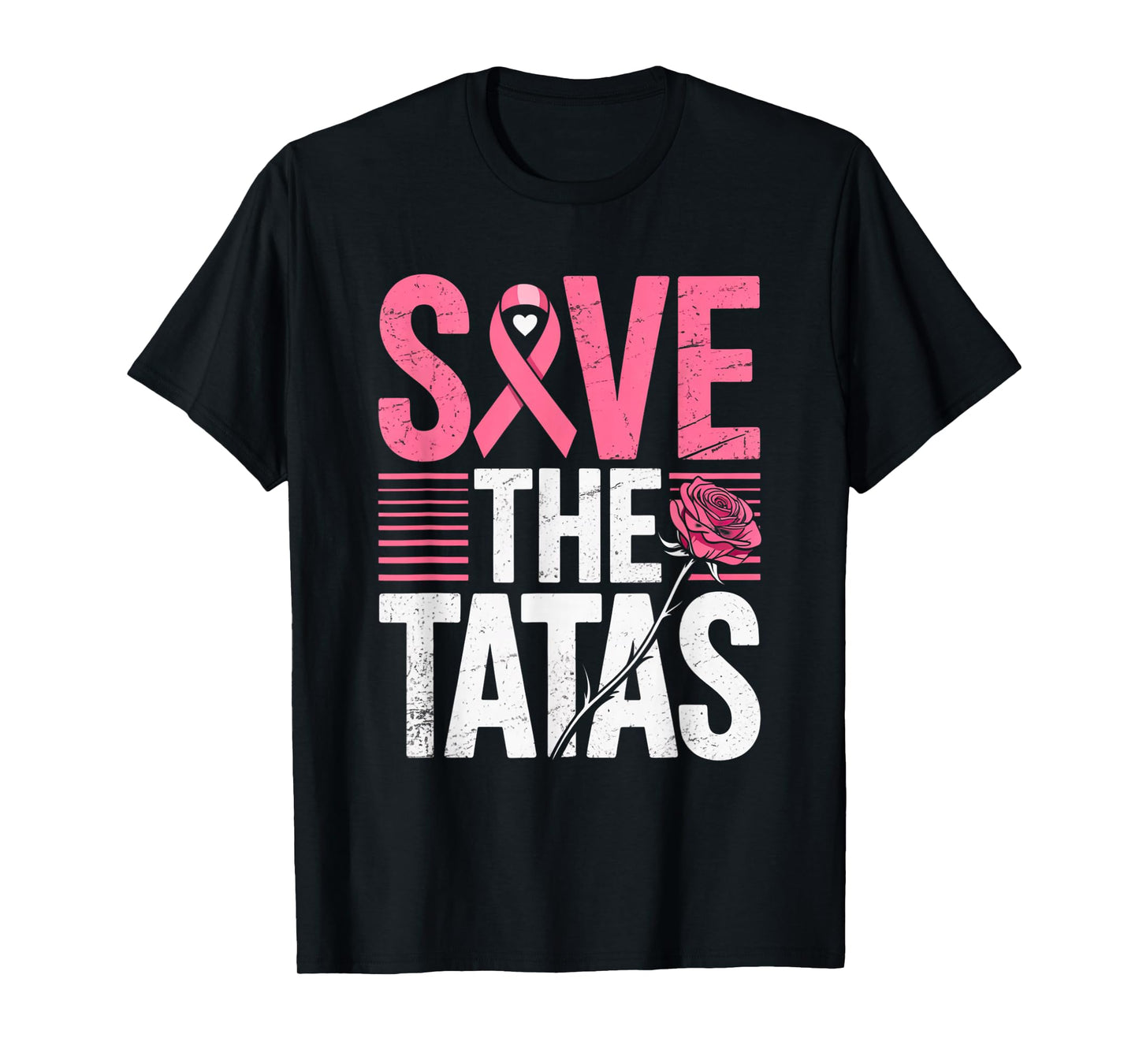 Save The Tatas Breast Cancer Fighting Awareness Pink Ribbon T-Shirt