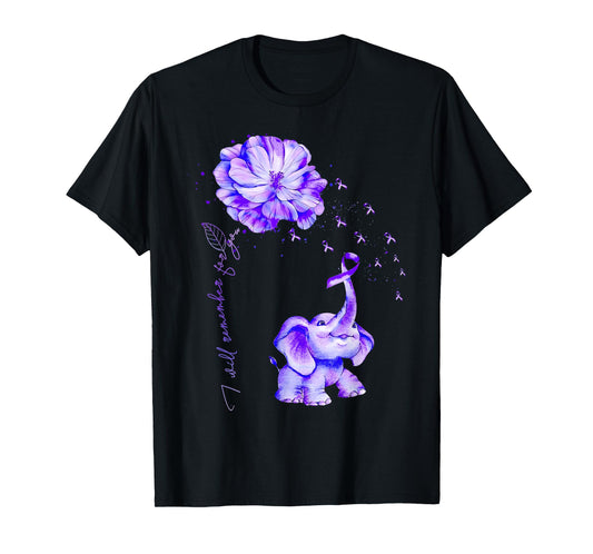 I'll Remember For You Purple Elephant Alzheimer's Awareness T-Shirt