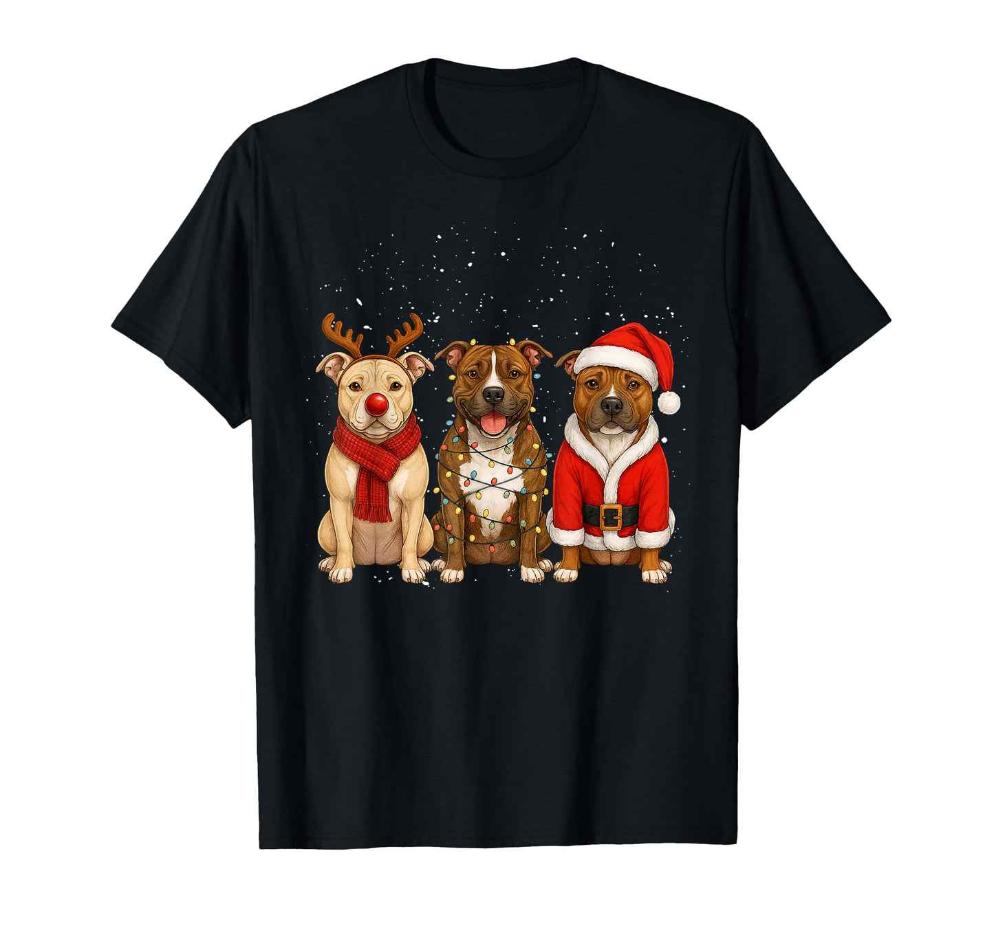 Pitbull Christmas Reindeer Xmas Santa Pittie Dog mom Kids T-Shirt