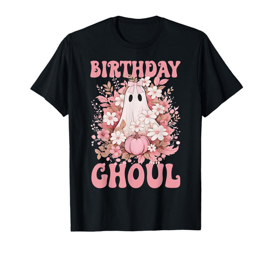 Birthday Ghoul Floral Ghost Bow Halloween Birthday Girls T-Shirt