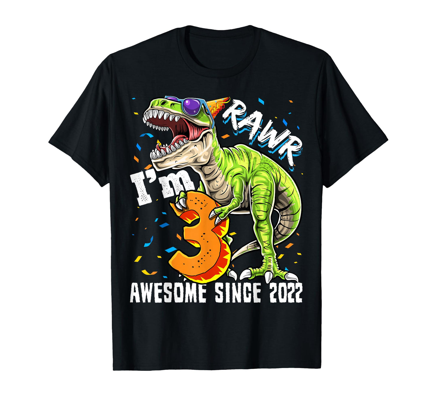 3rd Birthday T Rex Dinosaur Party Boys Rawr I'm 3 T-Shirt
