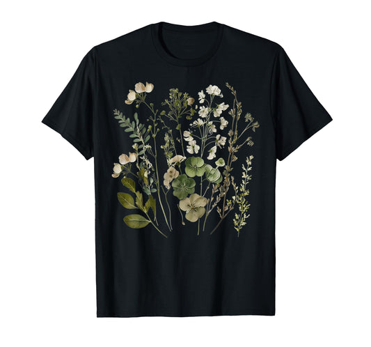 Vintage Flowers Goblincore Cottagecore Flowers gardener T-Shirt