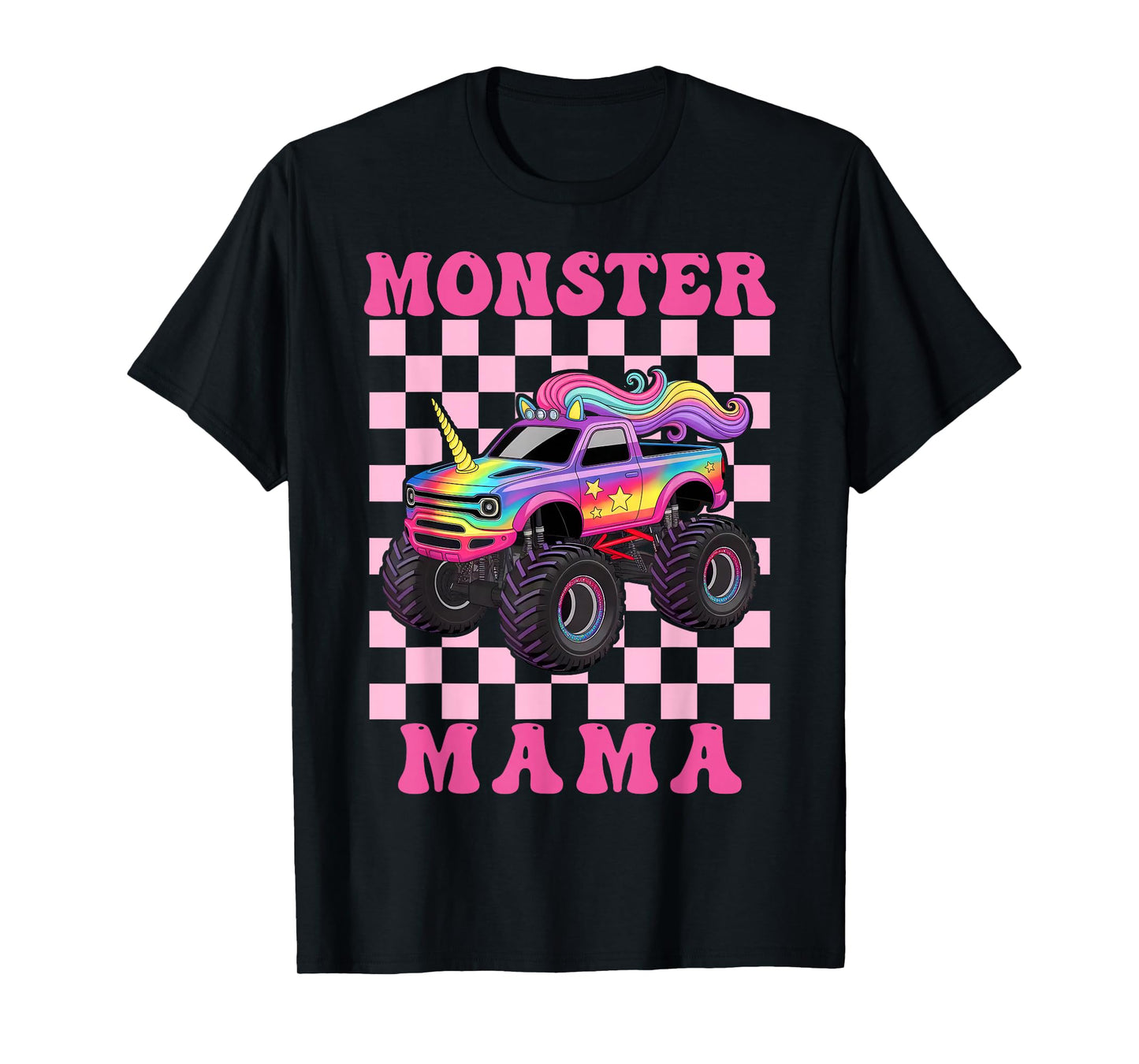 Monster Truck Mama Pink Monster Trucks Lover Mom Groovy T-Shirt