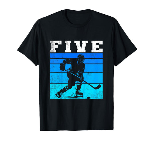Kids 5th Birthday Ice Hockey Boy & Gil Five Hockey Birthday Party T-Shirt