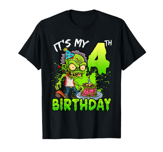 It's My 4th Birthday Zombie Lover 4 Year Old Boys Girls T-Shirt