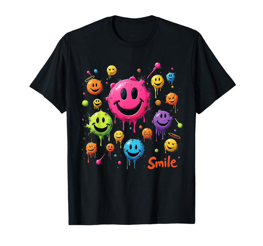 Smile Face Emoticons Fun Vivid Smileys Graphic T-Shirt