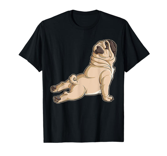 Pug Yoga Fitness Workout Gym Dog Lovers Puppy Athletic Pose Men Women Girls Kids T-Shirt