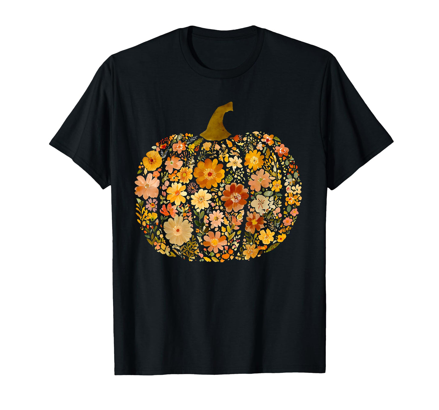 Pumpkin Season Floral Thanksgiving Autumn Fall Y'all Leaves T-Shirt