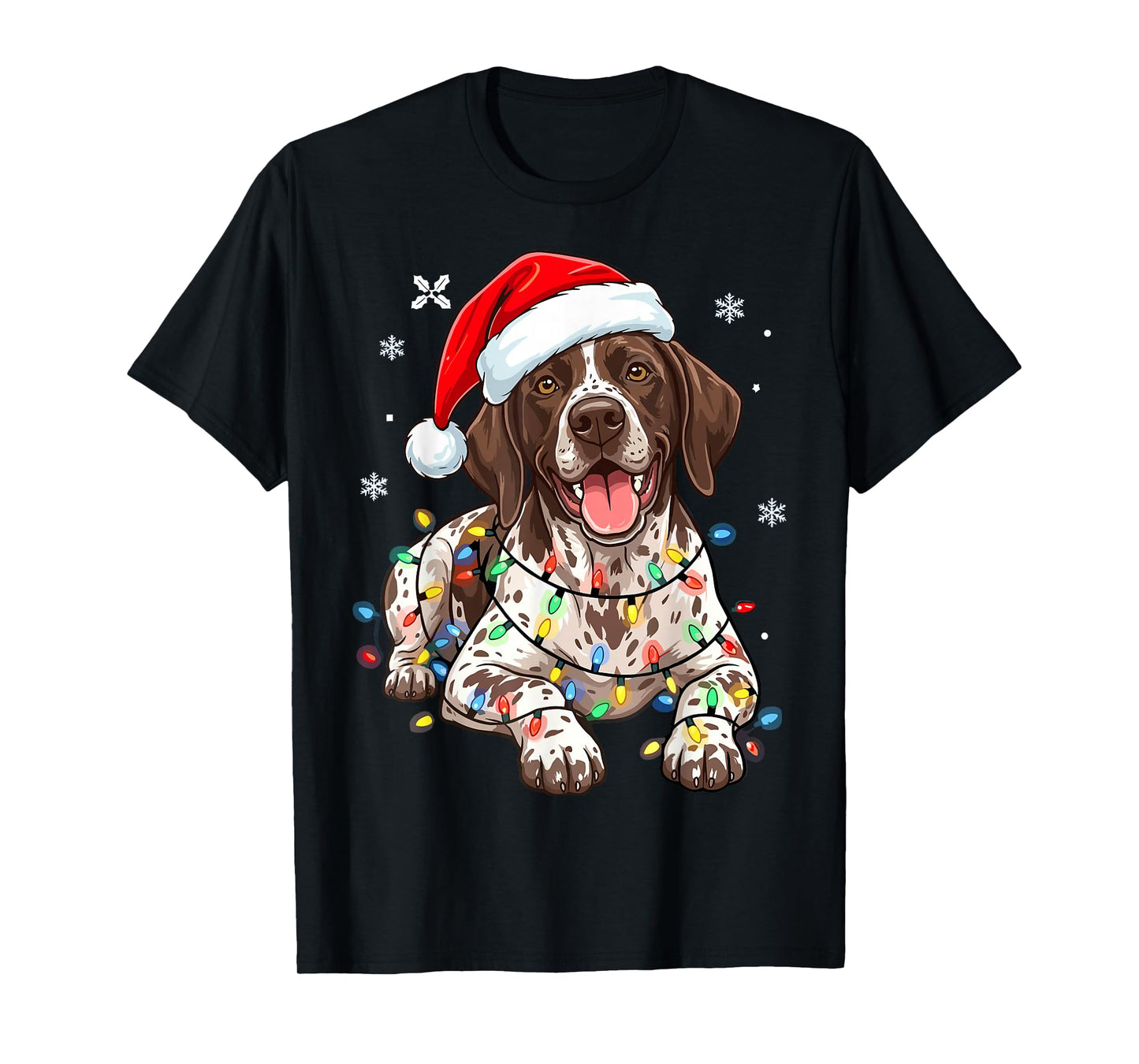 Christmas German Shorthaired Pointer Dog Lights Xmas T-Shirt