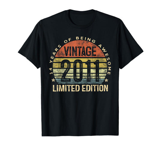 Vintage 2011 Limited Edition 14-Year-Old Gifts 14th Birthday T-Shirt