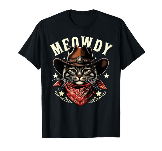 Cat Cowboy Funny Mashup Meowdy Western Country Music Cat T-Shirt