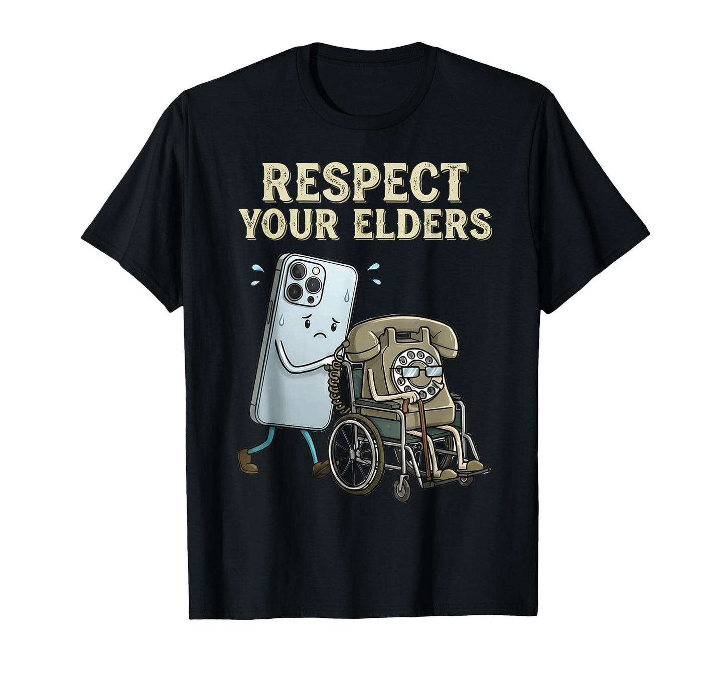 Respect Your Elders Retro Smartphone Technology Humor T-Shirt