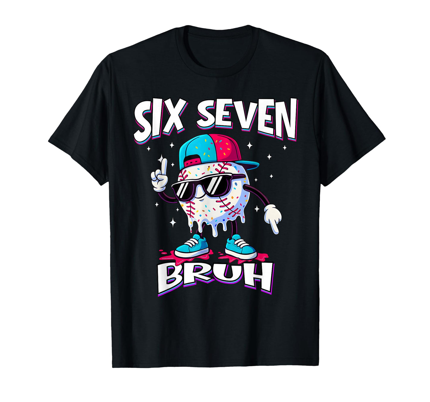 67 Meme Six Seven Funny Baseball Ice Cream Drip Girls Boys T-Shirt