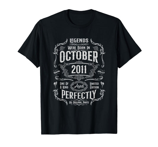 Vintage 14th Birthday Legends were Born in October 2011 T-Shirt